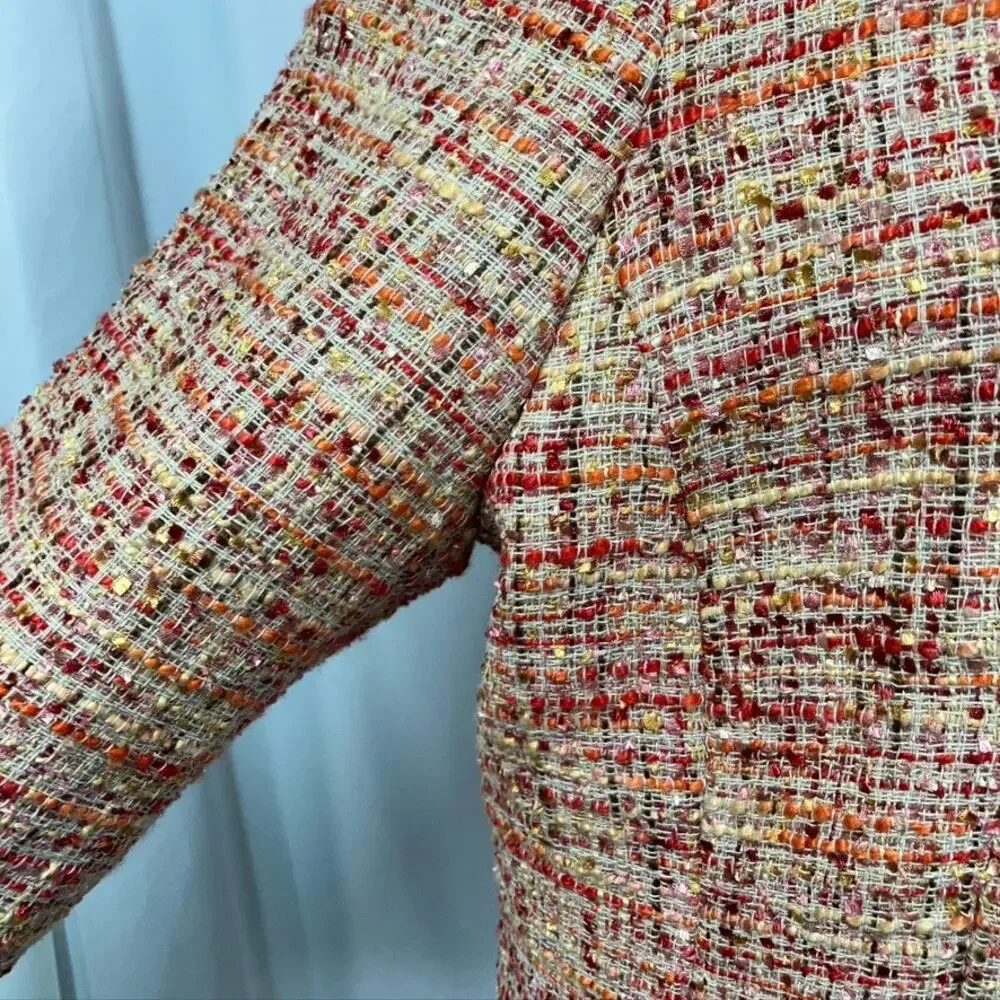 Chico's‎ Embellished Tweed Jacket Womens 12 Career Artsy Spring Career Preppy